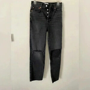 NWOT redone black denim ripped jeans high rise size 26